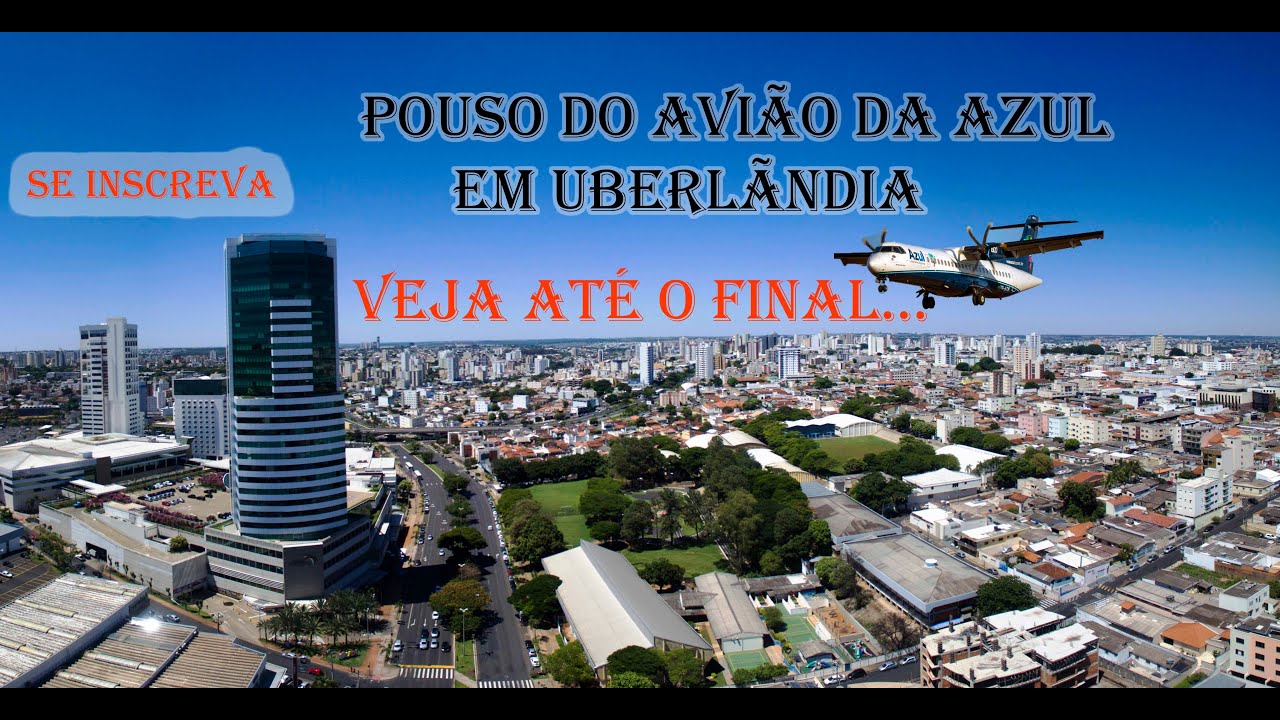 veja! aterrissagem do avião (Azul) no aeroporto de Uberlândia MG.