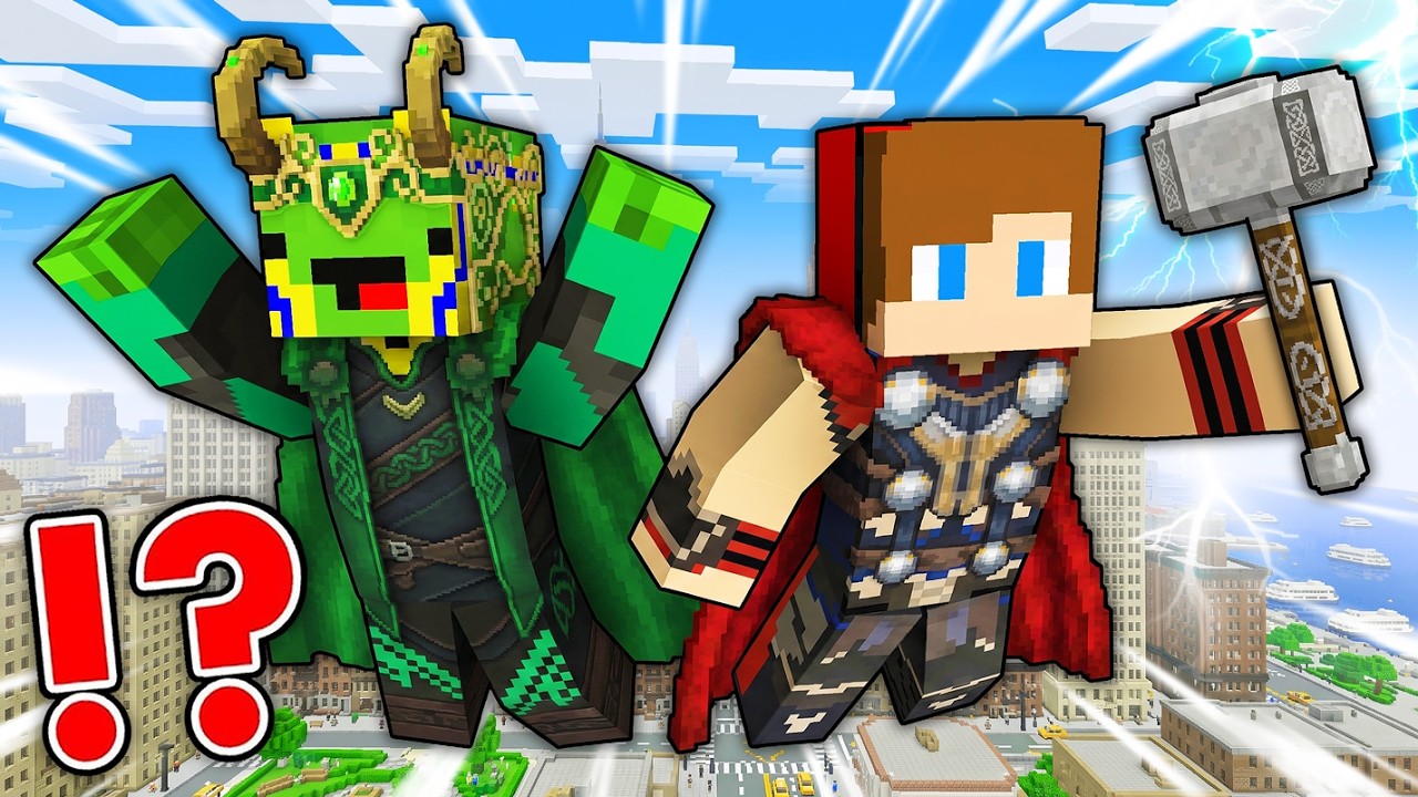JJ and Mikey Survive AS THOR and LOKI ! SUPERHERO CHALLENGE! - Maizen Minecraft