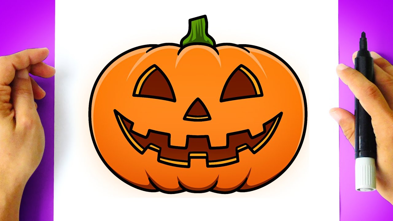 Como DESENHAR ABÓBORA HALLOWEEN - Como DIBUJAR a CALABAZA HALLOWEEN - How To DRAW HALLOWEEN PUMPKIN