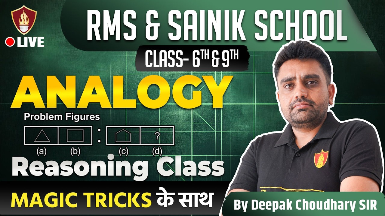 Sainik School 2026 | RMS Military School Reasoning | Analogy | Intelligence Class 6 & 9