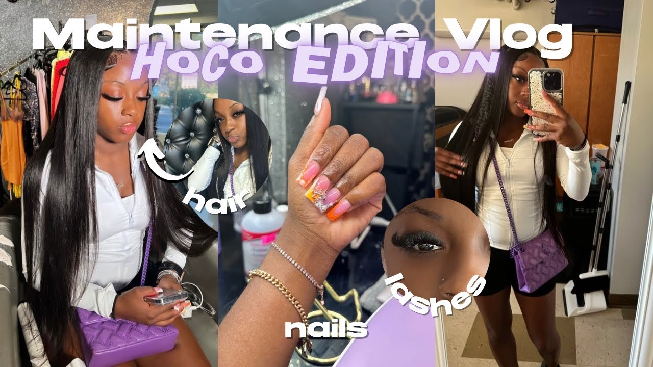 MAINTENANCE VLOG*hoco edition*|hair, nails, lashes,self-care||Destiny Ja’Nay