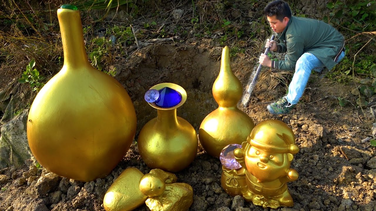 The treasure hunter was lucky to find a unique treasure when he explored the abandoned fish pond