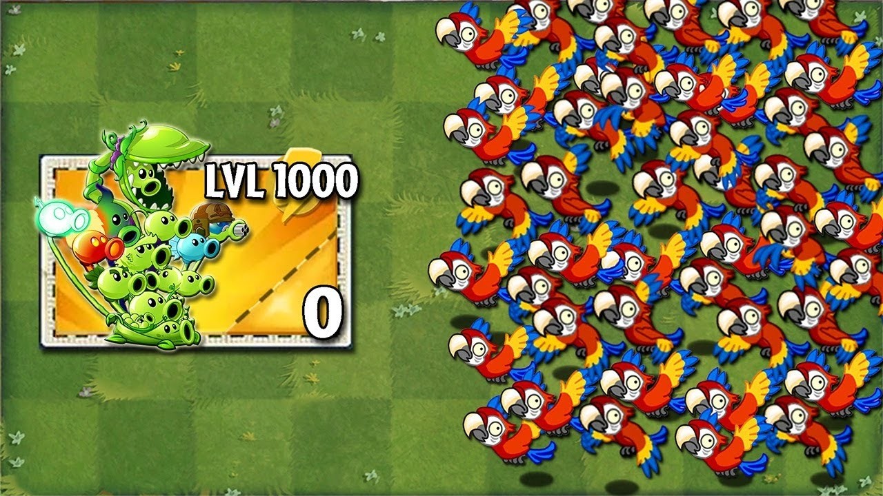 Испытание в PvZ 2 &mdash; Все растения усиливаются против 9999 зомби-попугаев &mdash; Сколько растений победит?