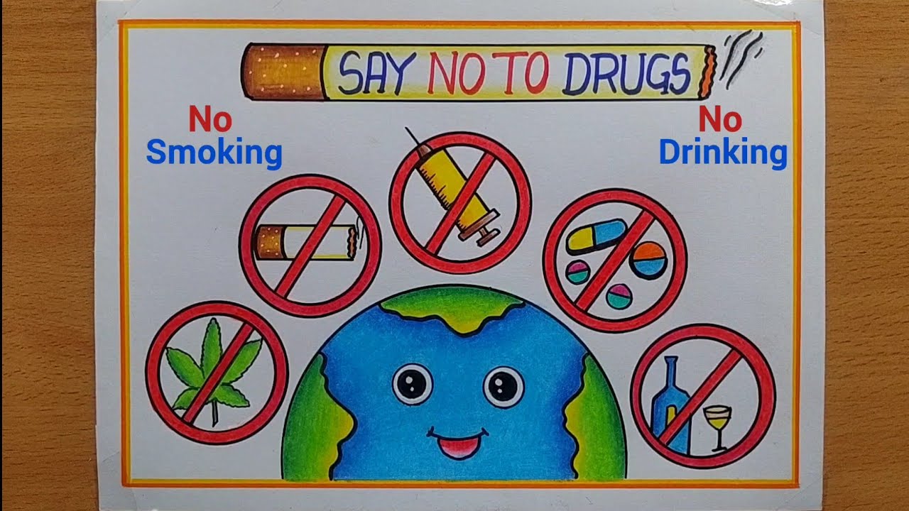 International Day Against Drugs Abuse poster drawing| Say No to Drugs poster| Drug Poster|No smoking