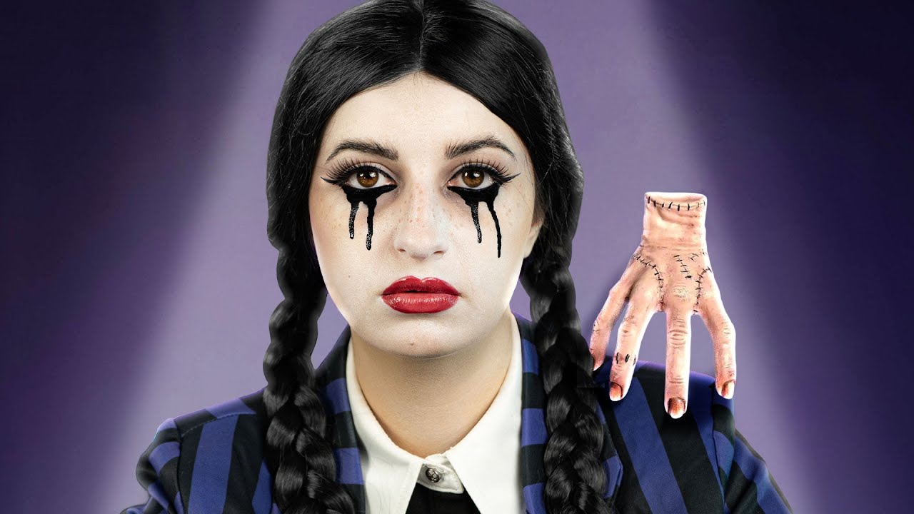 RICREO IL TRUCCO DI MERCOLEDÌ ADDAMS PER HALLOWEEN 🎃