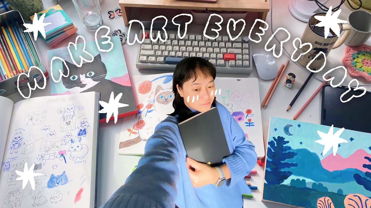 MAKING ART EVERYDAY FOR A WEEK ✦ studio vlog