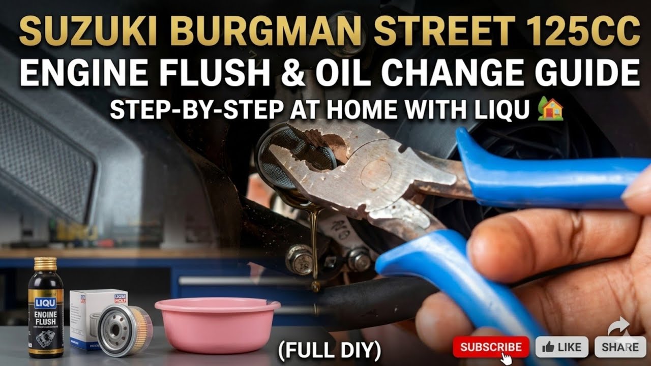 Suzuki Burgman 125cc Flushing And Oil Change With liqui Moly ll DIY ll Service At Home 🏡