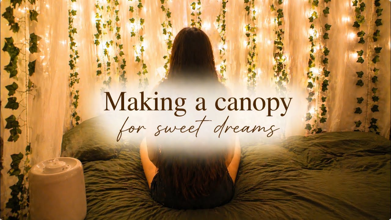 DIY Canopy with Lights and Ivy 🌿✨ | Transform Your Bedroom into a Cozy Haven | Living alone VLOG 🌻
