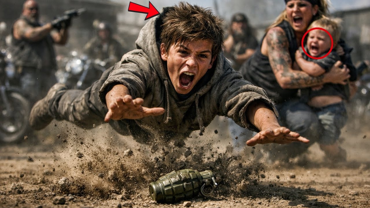 Homeless Boy Shields Bikers Family from a Grenade — What Happened next left everyone in tears.