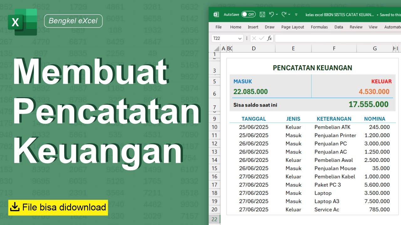 kelas excel: CARA BUAT PENCATATAN KEUANGAN | KELUAR MASUK