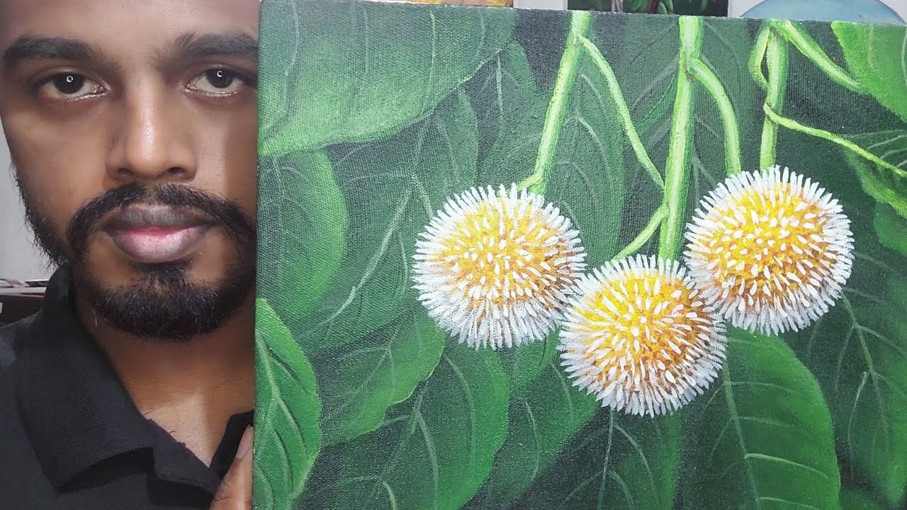 Burflower acrylic painting || kadam flower painting ||