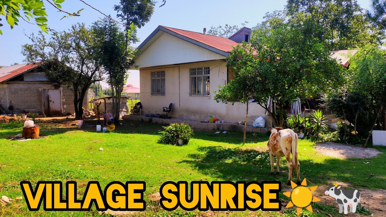 A wonderful sunrise in an old house in a village
