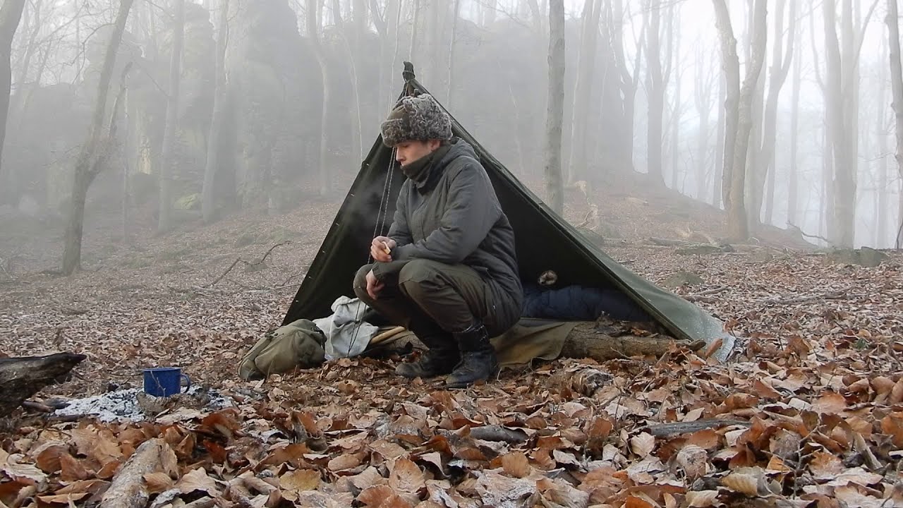 Slavic Bushcraft | Winter Camping | Hiking, Plash Palatka, Polish Lavvu, Siberian Log Fire