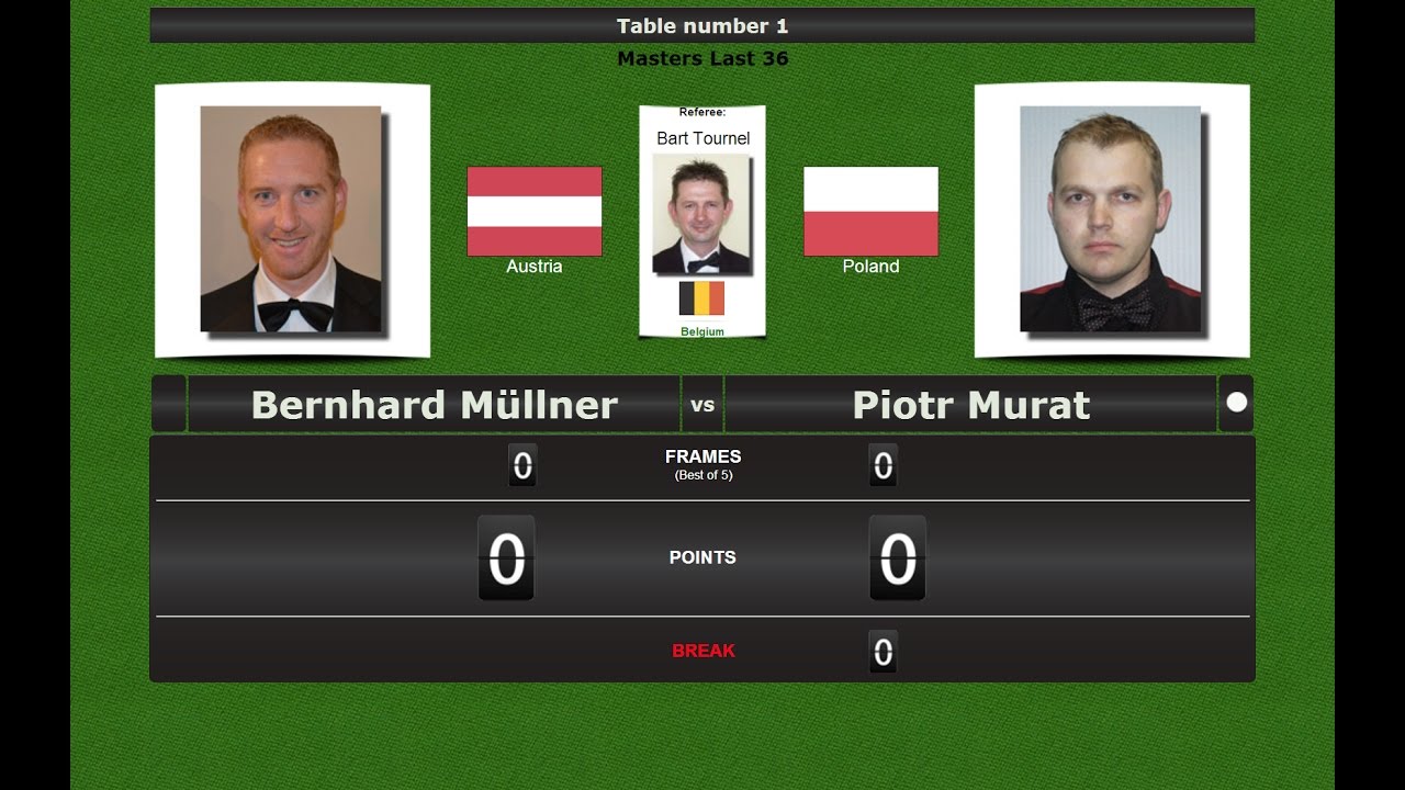 Snooker Masters Last 64 : Bernhard Müllner vs Piotr Murat