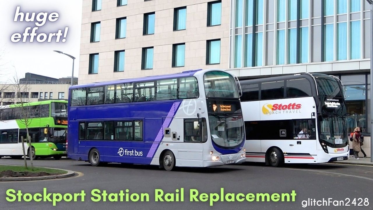 Rail Replacement Buses at Stockport Station, England 2026