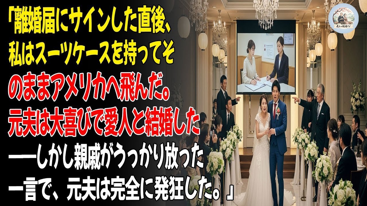 ❤️離婚届にサインした直後、私はスーツケースを持ってアメリカへ飛んだ。元夫は喜んで急いで愛人と結婚したが、彼らの結婚式当日、私の本当の身分を知って、全員が愕然とした。😮   ㅣ黄昏恋ㅣ老後の物語ㅣ再