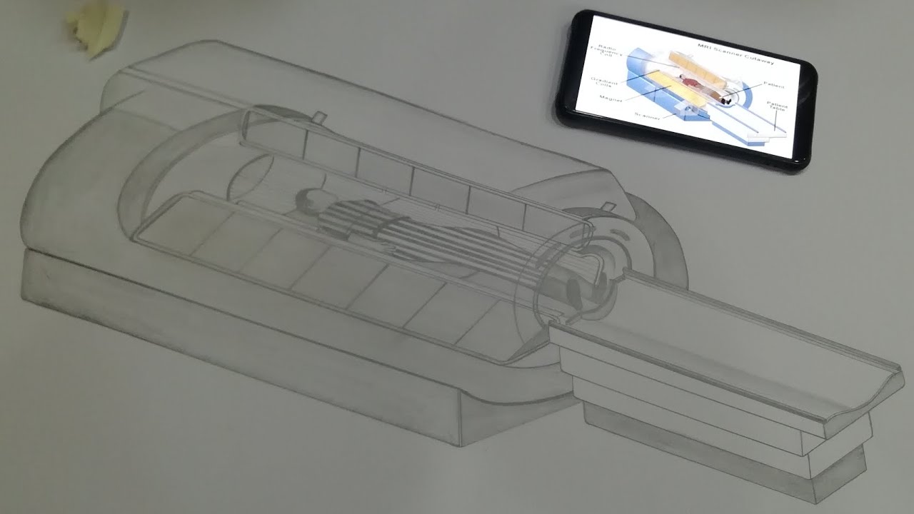 How to draw MRI MACHINE / Drawing MRI Machine with pencil shadow
