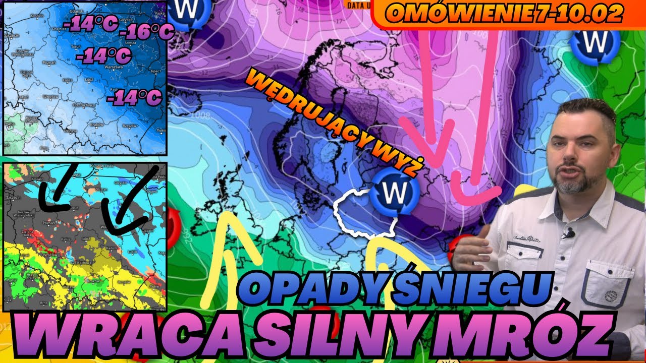 Wędrujący wyż przyniesie kolejny spływ zimnego powietrza w weekend. Opady marznące i opady śniegu.