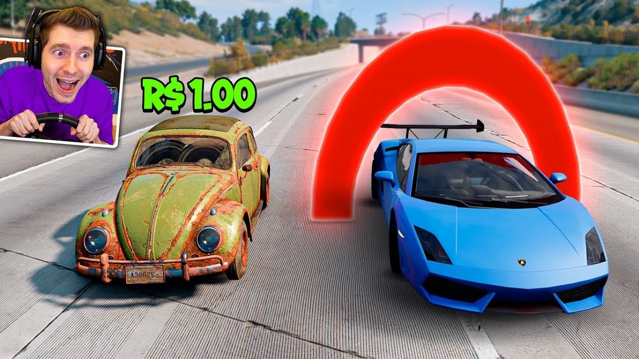 TROLLEI MEU AMIGO com PORTAL DE CARROS no BeamNG Drive! 