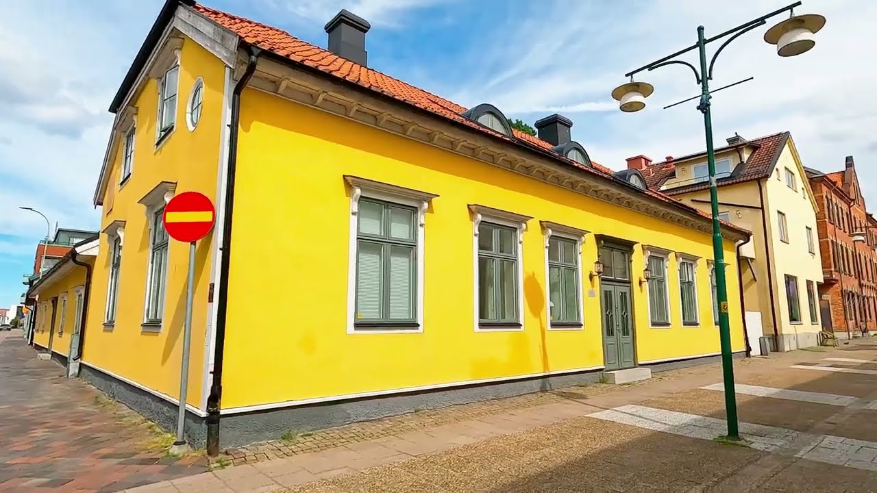 Sweden Lidköping walk in the center on a summer day 2024