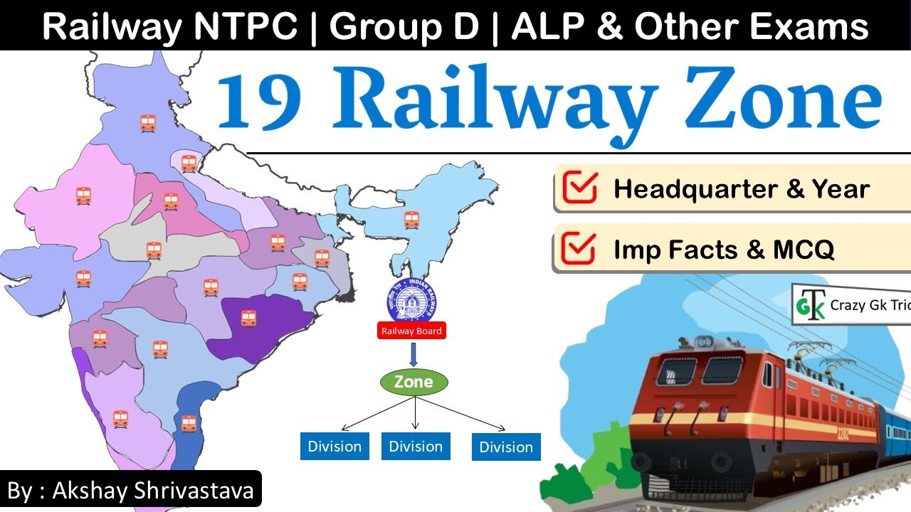 Indian Railway Zone | Railway NTPC | 19 Zone | Crazy GkTricks | By Akshay Sir