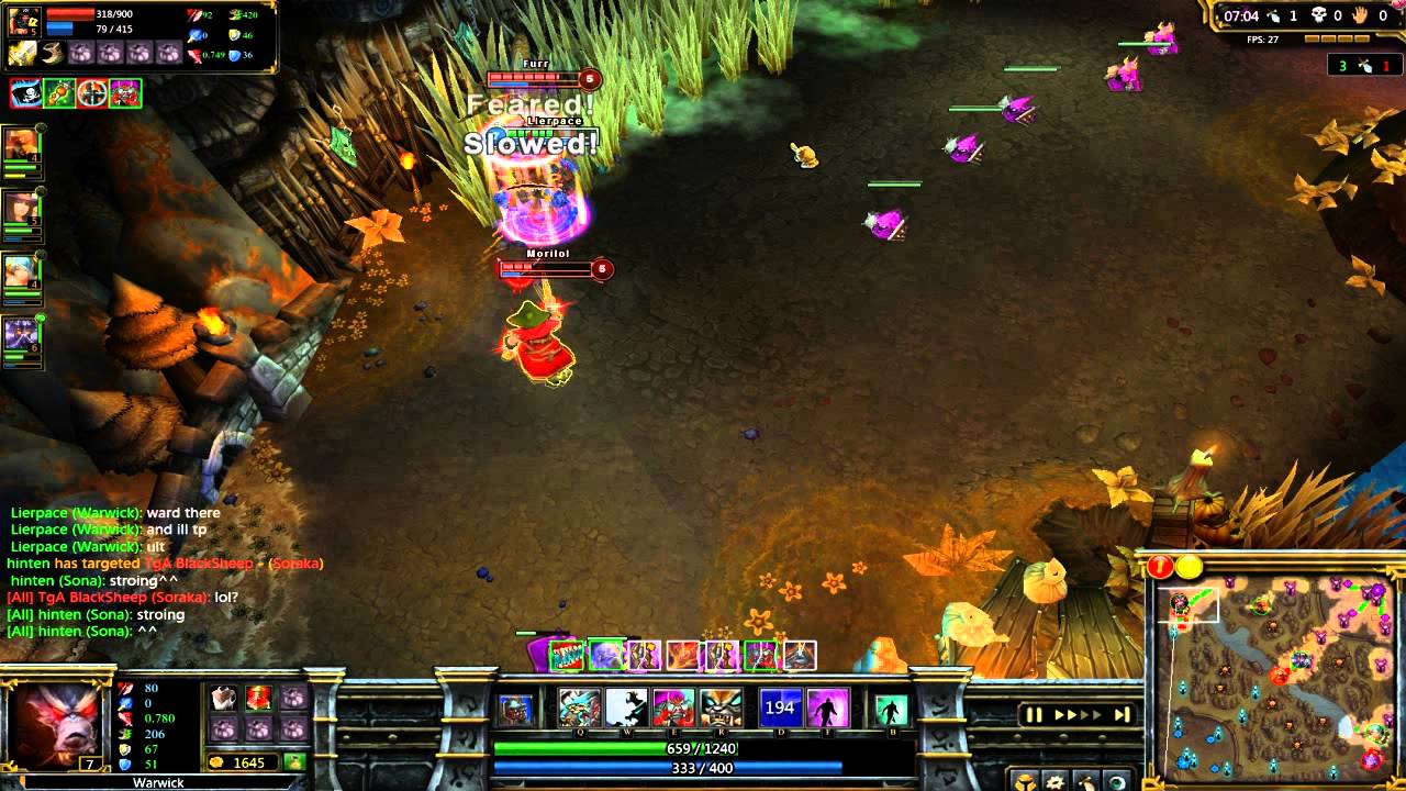 Warwick 1v2 Solo top Gank Fail