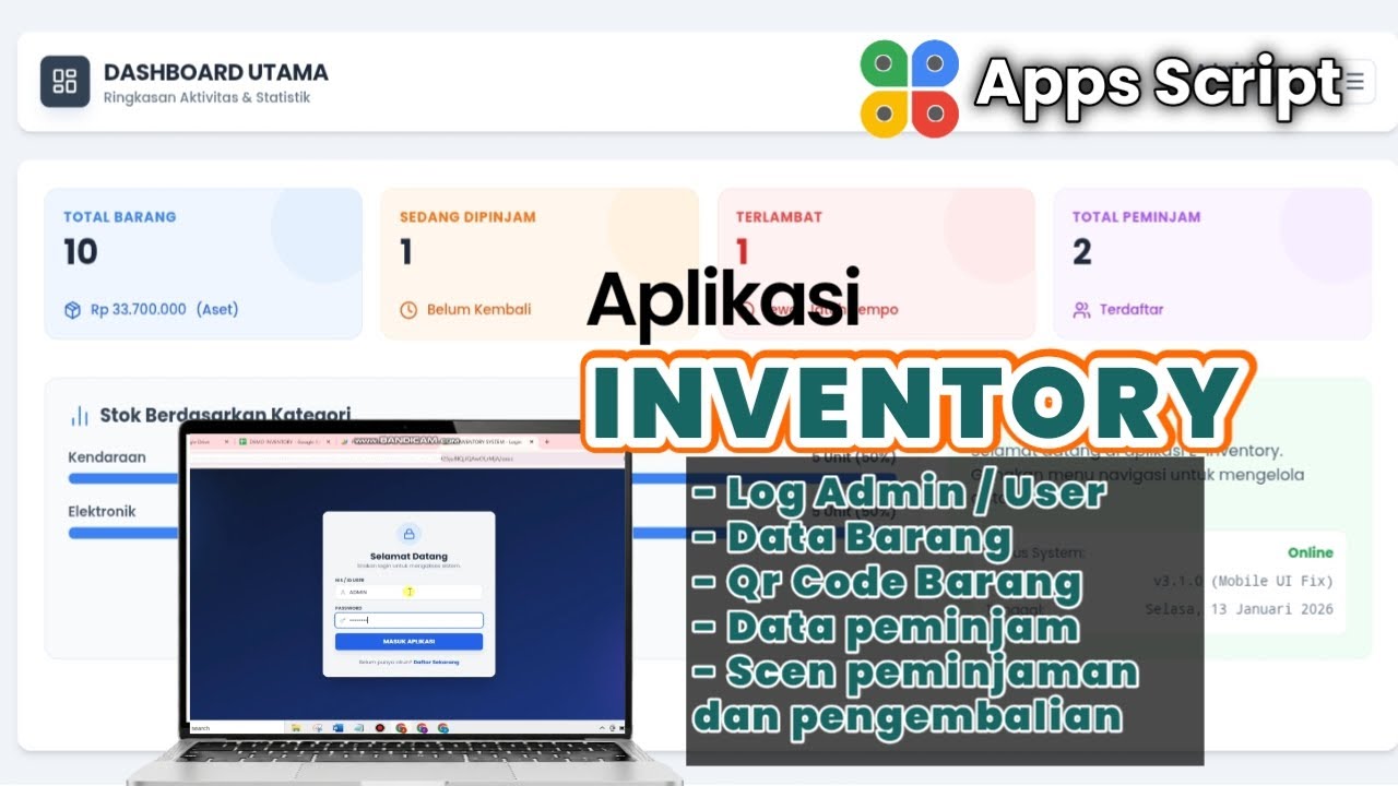 Membuat Aplikasi Inventory dengan Google Apps Script | Full online tanpa hosting