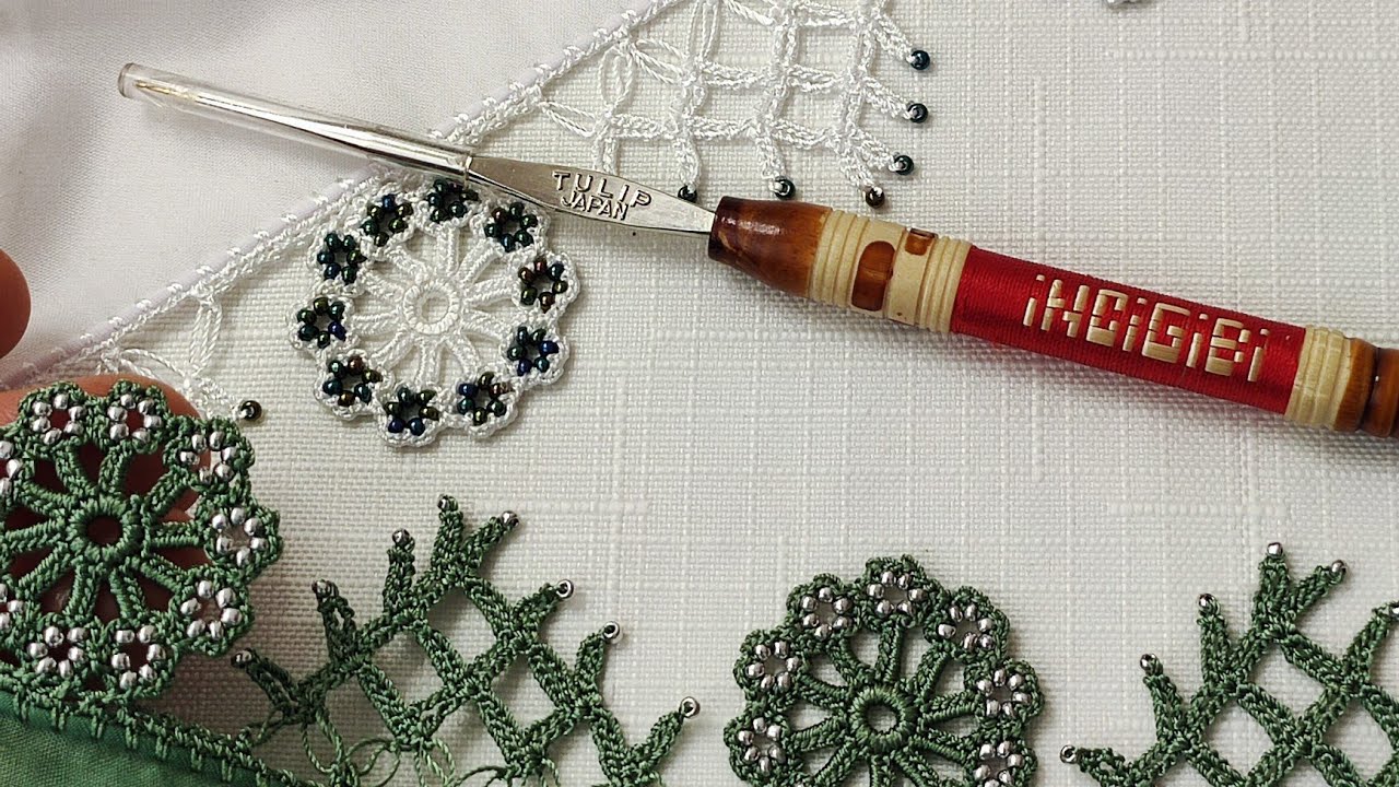 istek üzerine kum boncuklu motif oyası  @Incigibitigislerim 110.oya modeli
