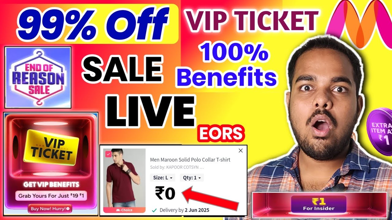 Myntra end of reason sale 2025 | Myntra vip ticket benefits | Myntra free shopping | Myntra 99% Off