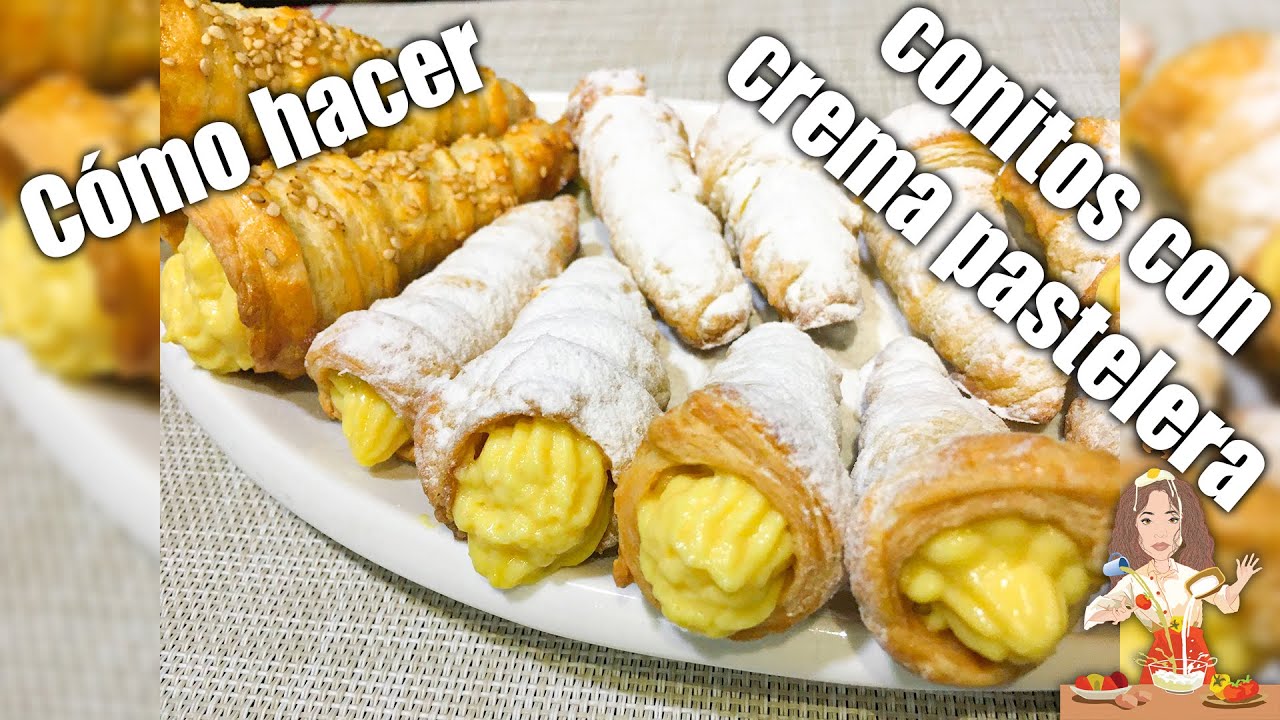 CONOS O CARACOLES CON CREMA PASTELERA