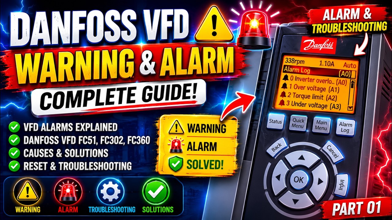 Danfoss vfd alarm /warning and trouble shooting (1 -10) 🚨 part 01.