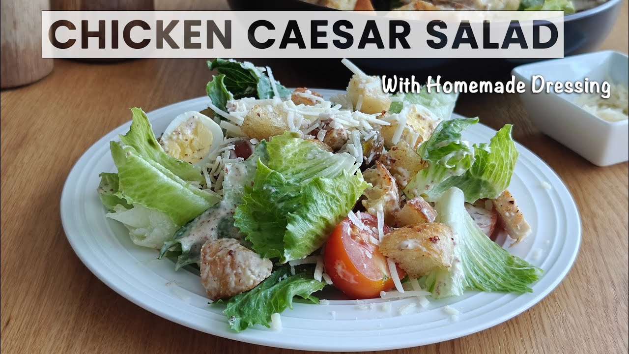 CHICKEN CAESAR SALAD with Homemade Croutons and Dressing | Simple & Delicious Recipe!