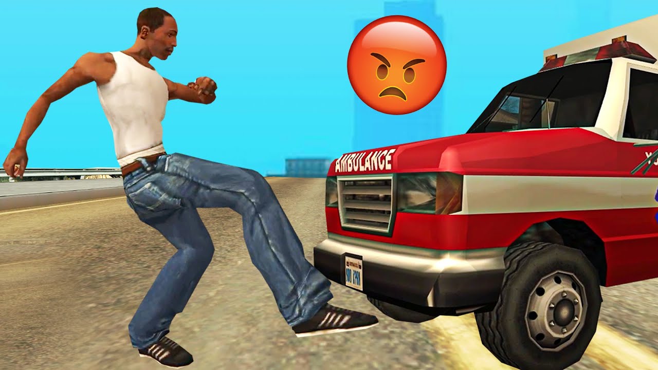 eu odeio a ambulância desse jogo - ZERANDO GTA SAN ANDREAS SEM USAR ARMA #03