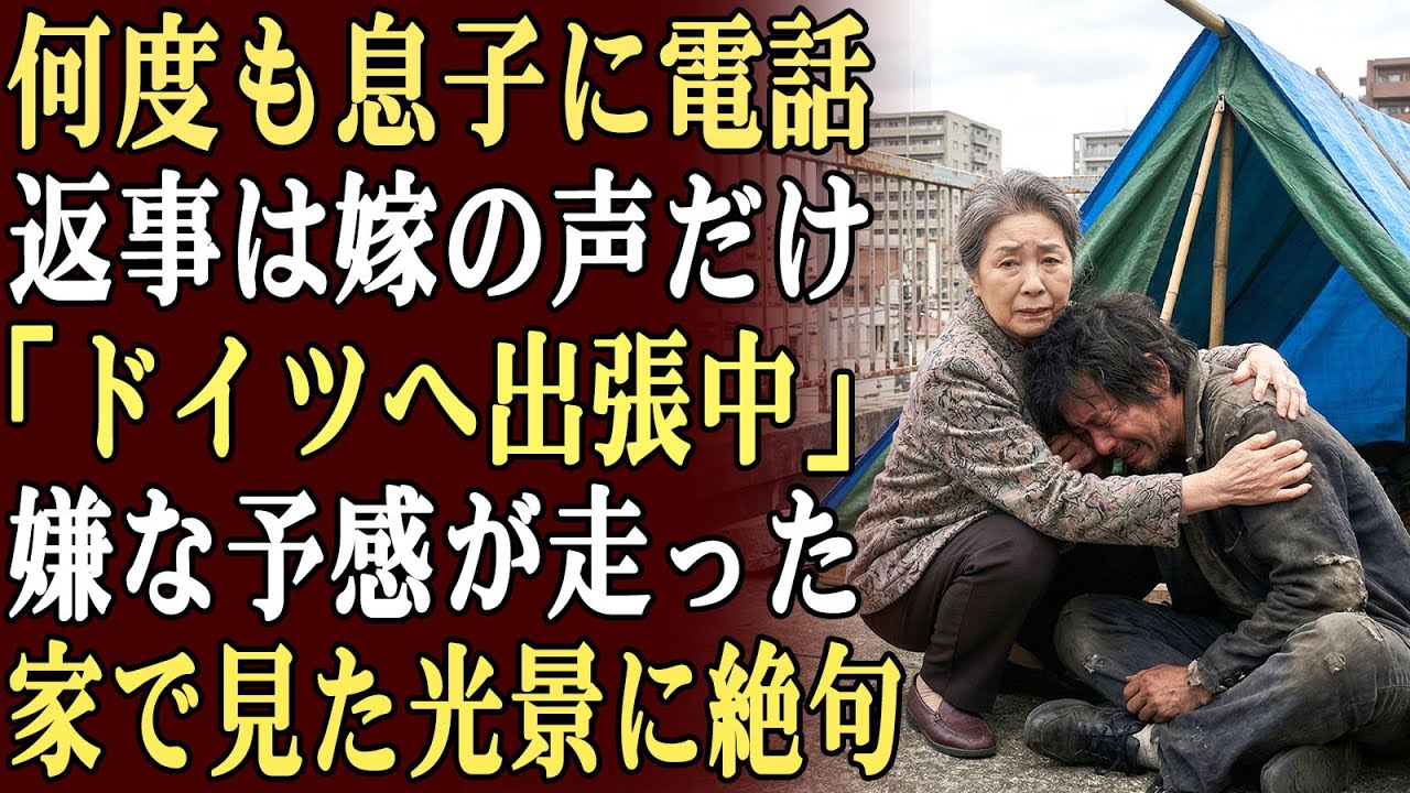 私は何度も息子を心配して電話をかけたが、返ってくるのは嫁の言葉だけだった。「主人はドイツへ出張に行っています」嫌な予感がして息子夫婦の家を訪ねた。そして、目の前に広がった光景に、私は言葉を失った。