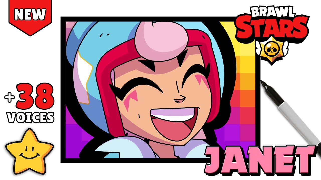 Как нарисовать Джанет 🚀 | Значок | Brawl Stars | Новый боец ​​| Реплики