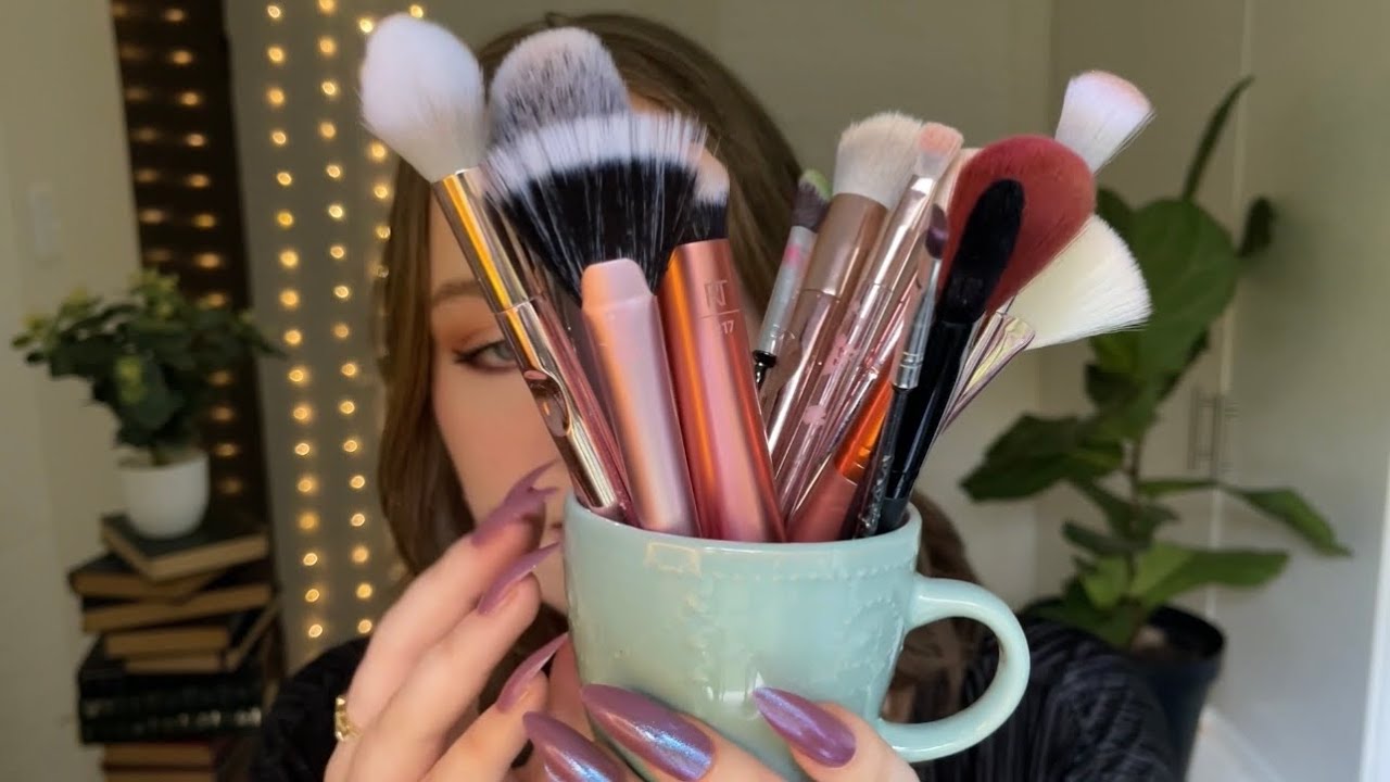 asmr doing your makeup (layered sounds, personal attention, slower triggers)