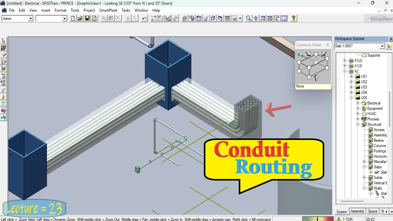 SP3D Training | Lecture 23 | Electrical Conduit Routing #sp3d #conduit #design #electrical #3dmodel