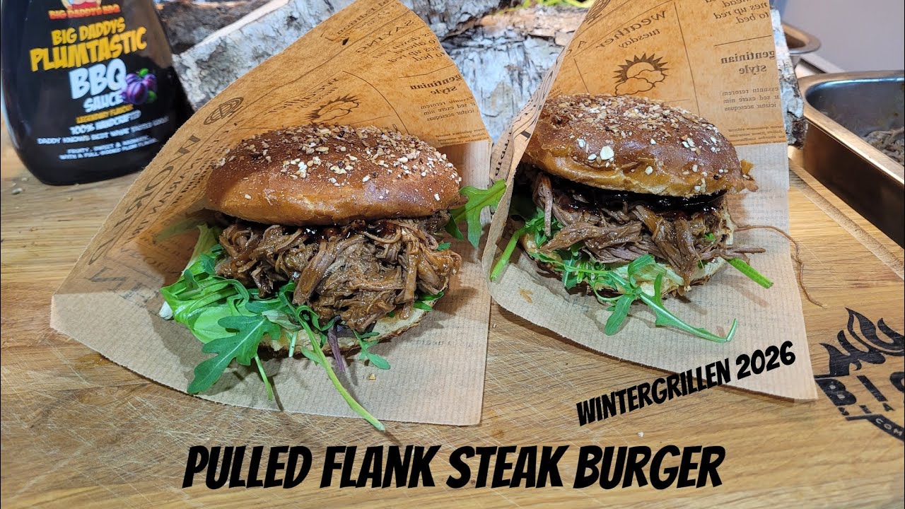 Pulled Flank Steak Burger ... ok, oder polarisierend - Wintergrillen 2026