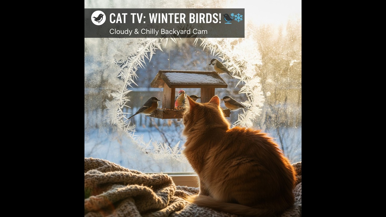 CAT TV: Winter Birds in Oxford! 🐦☁️ (Cloudy & Chilly Backyard Cam)