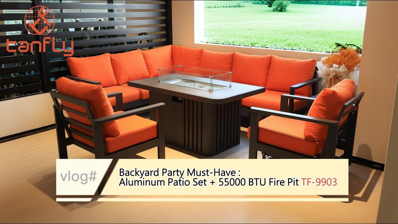 Backyard Party Must-Have :Aluminum Patio Set + 55000 BTU Fire Pit TF-9903