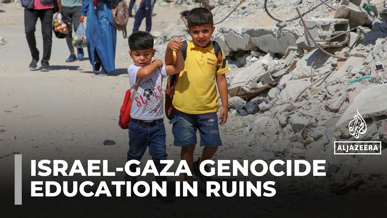 Gaza&rsquo;s school year begins in tents as Israeli bombardment destroys 90% of schools