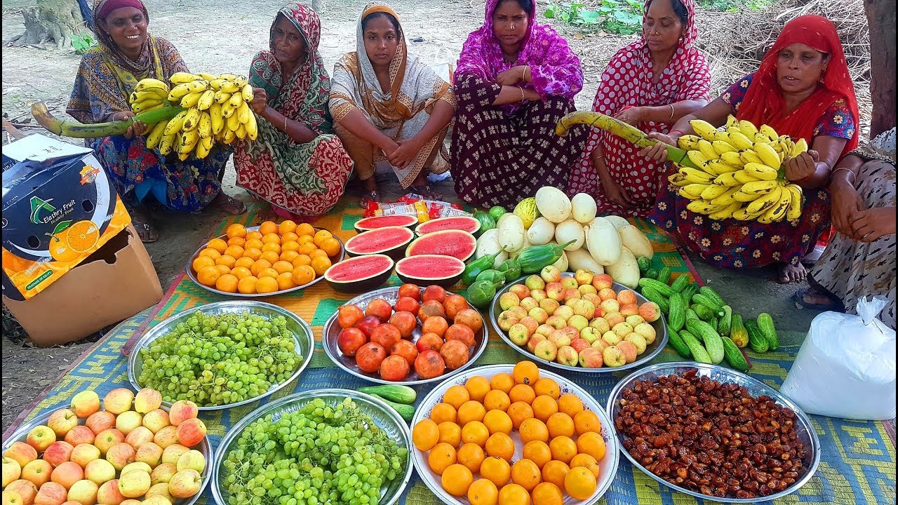 King Of Fruits Recipe - Ramadan Iftar With Fruits Custard & Traditional Food For Whole Villagers