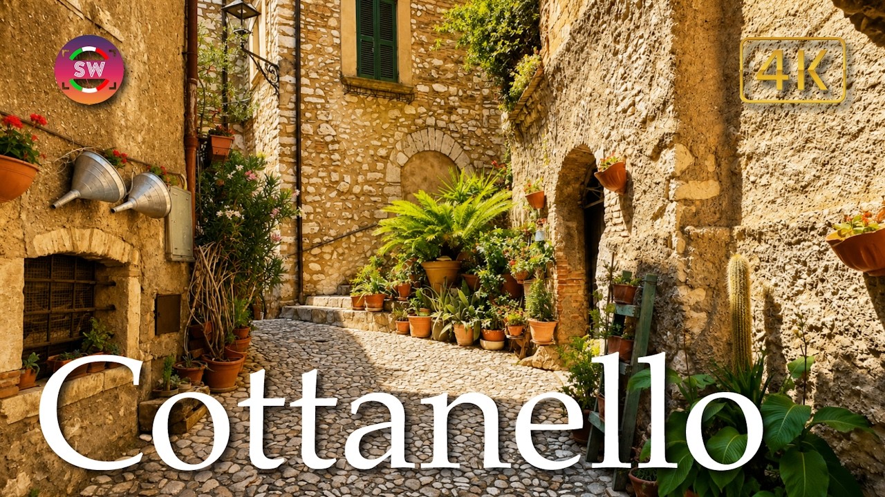 Cottanello (Lazio), Italy【Walking Tour】History in Subtitles - 4K