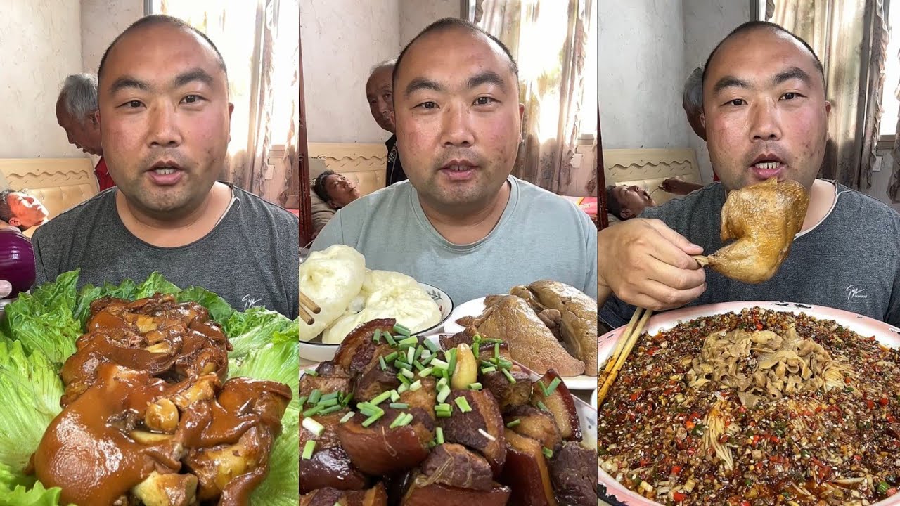 Mukbang # Part 60: Eat Sea Conch pig brain 🧠 belly pork bone head pig #foodie #meat #eatingshow 