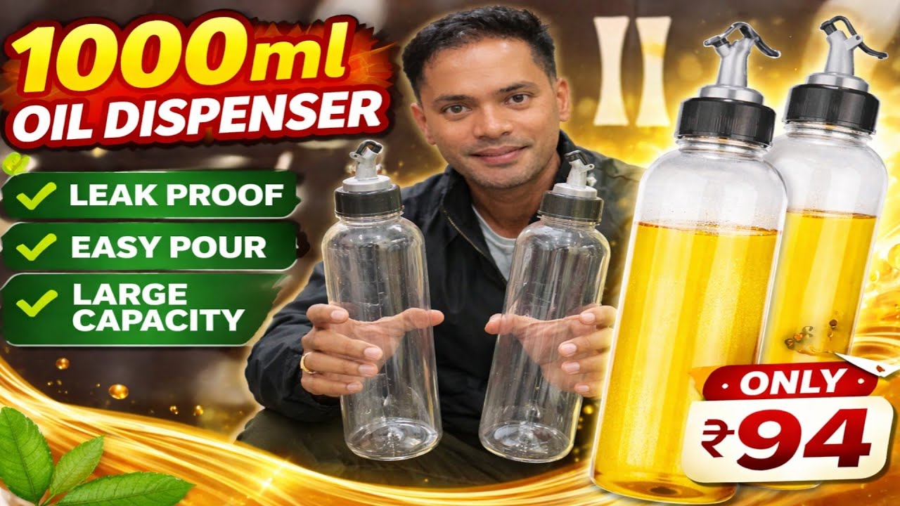 1000ml Cooking Oil Dispenser Bottle | Leak Proof l | Transparent Oil Storage Container with Nozzle