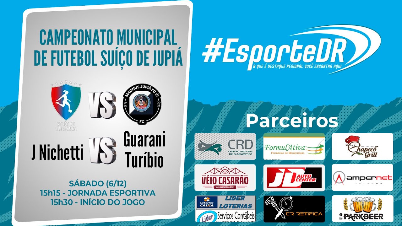 #EsporteDR | AO VIVO | Finais do Campeonato Municipal de Futebol Suíço de Jupiá