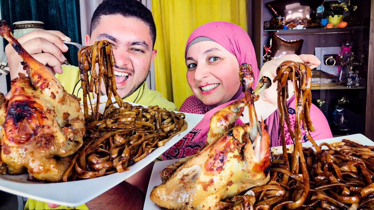 تحدى المكرونة الحاره🥘 والدجاج🐓 المشوى والعقاب حاجه حلوه🤗