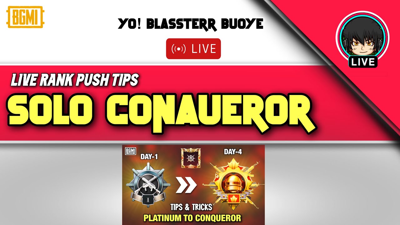 solo conqueror ka RAJA live. LIVE RANK PUSH TIPS & TRICKS ✔✅
