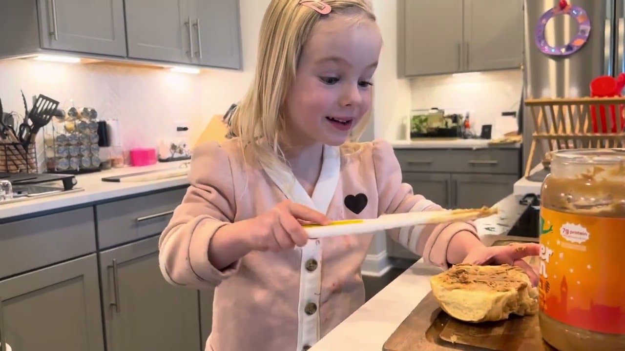 Sweet Lily is only four and she made her first sandwich! So amazing!