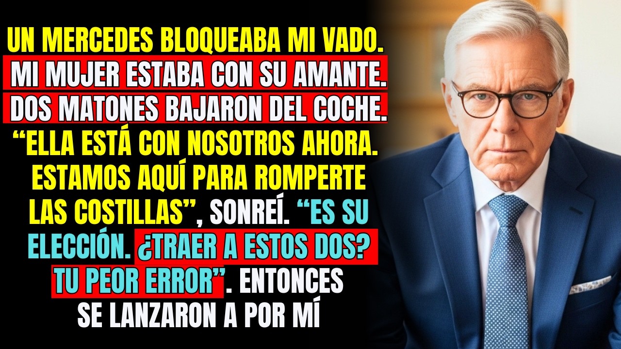 Un Mercedes bloqueaba mi puerta. Mi esposa estaba con su amante. Dos matones salieron.